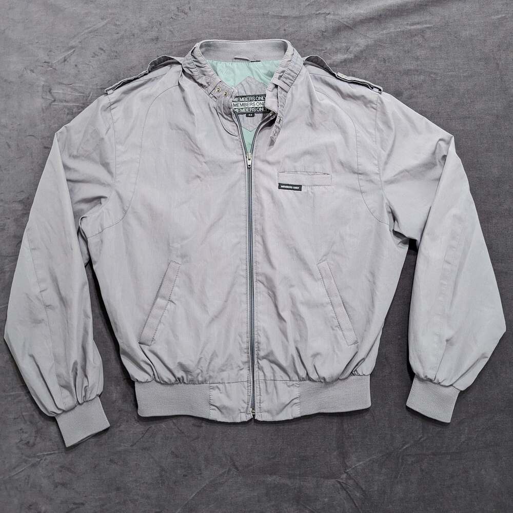 Vintage Members Only Iconic Racer Jacket, Size 42, Light Grey